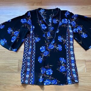 Kobi Halperin navy floral silk blouse size xsmall